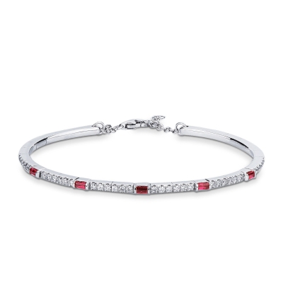 Bracelet en or blanc 750 rubis et diamants