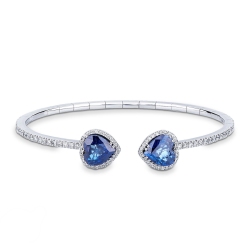 Bracelet or blanc 18k saphirs cœur et diamants