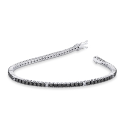 Bracelet Tennis en or blanc 18k avec diamants noirs et blancs alternés