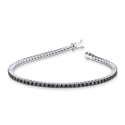 Bracelet Tennis en Or Blanc 18k et Diamants Noirs