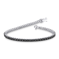 Bracelet Tennis en Or 750 avec Diamants Noirs