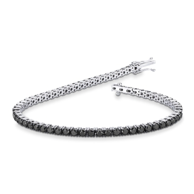 Bracelet Tennis en Or 750 avec Diamants Noirs