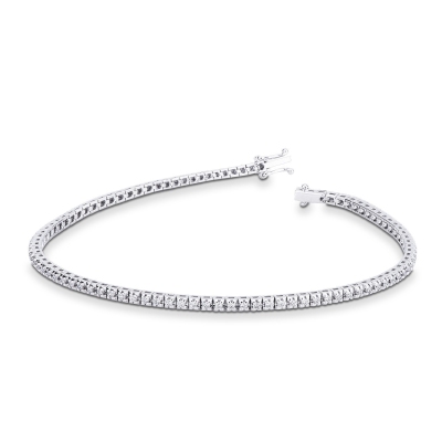 Bracelet tennis à griffes en or blanc 18k et diamants 