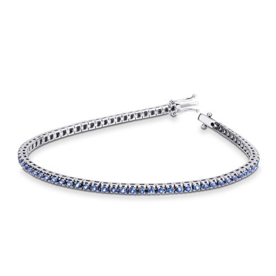 Bracelet  en or blanc 18k Tennis avec saphirs bleus