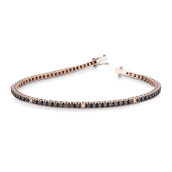 Bracelet Tennis en Or Rose 18k avec Diamants Noirs et Blancs