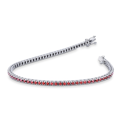Bracelet Tennis à griffes en or blanc 18 carats avec des rubis