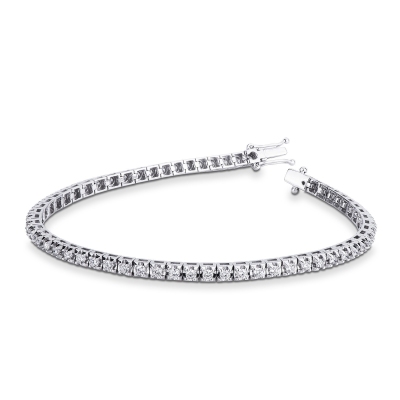 Bracelet modèle tennis en or blanc 18k et diamants