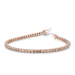 Bracelet tennis en or rose 18k avec diamants bruns