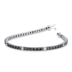 Bracelet Tennis Or Blanc 18k avec Diamants Noirs et Blancs