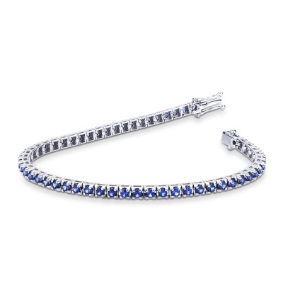 Bracelet Tennis en or blanc 18 carats avec des saphirs bleus