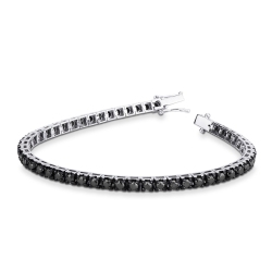 Bracelet en Or Blanc 18k avec Diamants Noirs