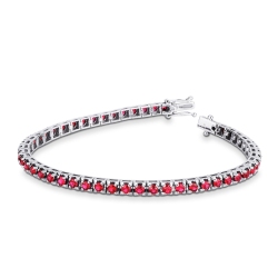Bracelet Tennis en Or Blanc 18k avec Rubis Brillants