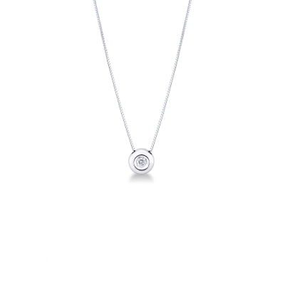Collier pendentif diamant 0.02 ct or blanc 18k 