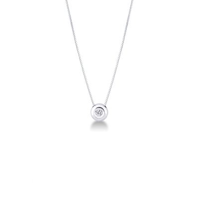 Collier pendentif diamant 0.04 ct or blanc 18k 