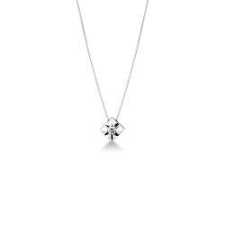 Collier pendentif solitaire en or blanc 18 ct avec diamant 0.04 ct