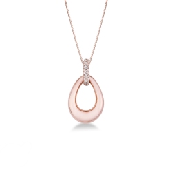 Collier en Or Rose 18k avec Pendentif Goutte et Diamants