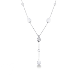 Collier en Or Blanc 18k avec Pendentif Goutte et Diamants
