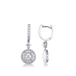 Boucles d’oreilles en or blanc 18k avec double contour de diamants