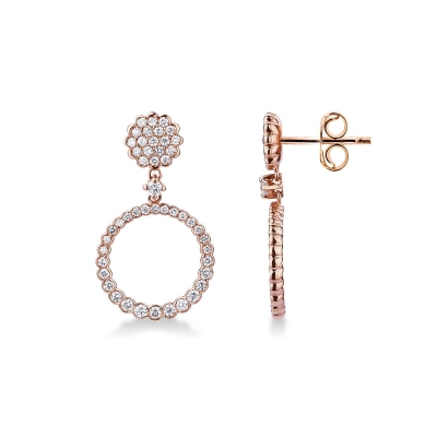 Creoles en or rose 18k avec diamants taille brillant