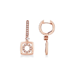 Boucles d oreilles fantaisie en or rose 18k avec diamants