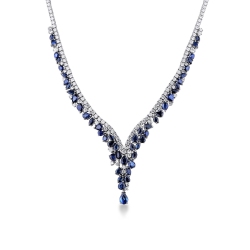 Collier tennis femme diamants et saphirs bleus
