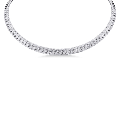 Choker gourmette or blanc 18k avec diamants
