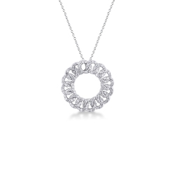 Pendentif gourmette et diamants en or blanc 18 carats