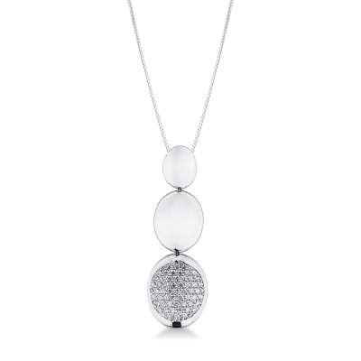 Collier en or blanc 18 ct avec ovales et diamants