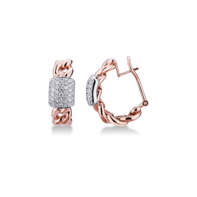 Boucles d’oreilles groumette en or blanc et rose 18k et diamants