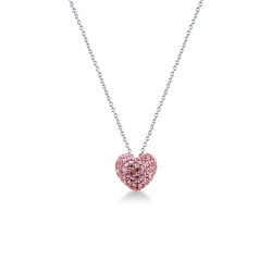 Collier en or blanc 18 carats avec cœur saphirs roses