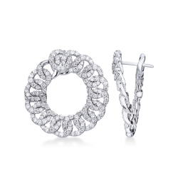 Boucles d'oreilles cercle en maille gourmette en or blanc 18 carats