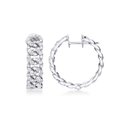 Boucles d’oreilles créoles groumette en or blanc 18k avec diamants