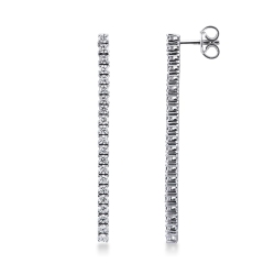 Boucles d'oreilles rivière diamants or blanc 750