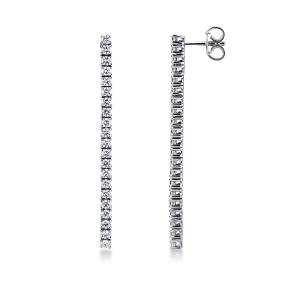 Boucles d'oreilles rivière diamants or blanc 750 