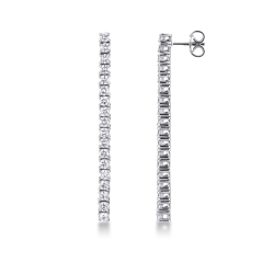 Boucles d'oreilles femme diamants tennis or blanc 18k