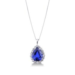 Collier en Or Blanc, Saphir et Diamants