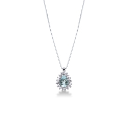 Collier en or blanc 18K avec aigue-marine taille goutte 7x5 mm