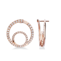Boucles d'oreilles double cercle en or rose 18k avec diamants