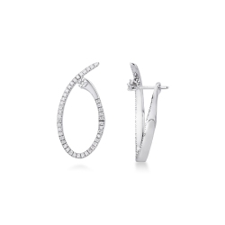 Boucles d’oreilles ovales en or blanc 18k avec diamants brillants