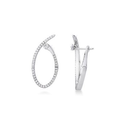 Boucles d’oreilles ovales en or blanc 18k avec diamants brillants
