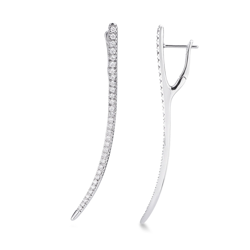 Boucles d’oreilles en or blanc 18k avec rangée de diamants