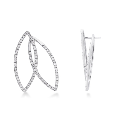 Boucles doreilles double ovale en or blanc 18k avec diamants