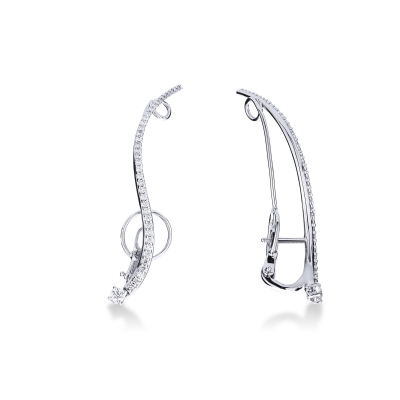Boucles d’oreilles design en or blanc 18k diamants