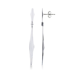 Boucles d’oreilles pendantes barrettes en or blanc 18k avec diamant