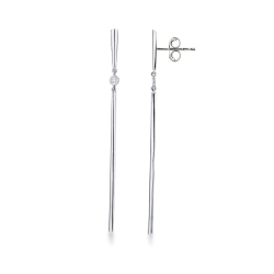 Boucles d’oreilles pendantes barrettes en or blanc 18k avec diamant