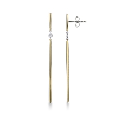 Boucles d’oreilles barrettes en or jaune et blanc 18k avec diamant