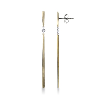 Boucles d’oreilles barrettes en or jaune et blanc 18k avec diamant