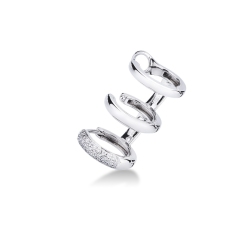 Boucle d'oreille unique en or blanc 18 carats avec diamants, oreille gauche
