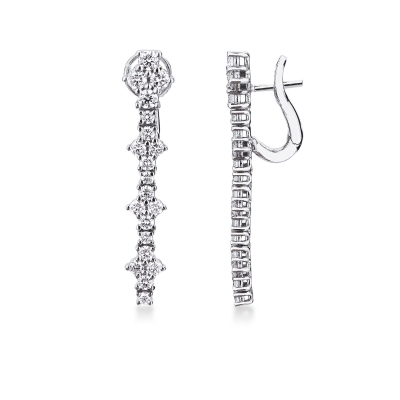 Boucles d'oreilles pendantes diamants en or blanc 18kt