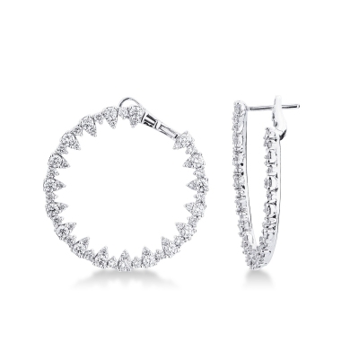 Boucles d'oreilles créoles en Or Blanc 18k avec Diamants pour femme
